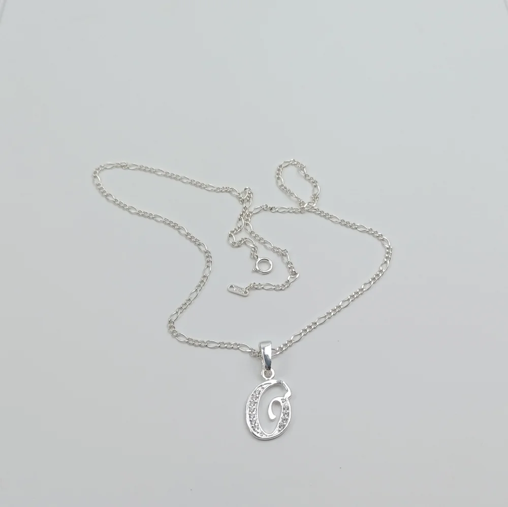 925 sterling silver alphabet letter O pendant‎ necklace
